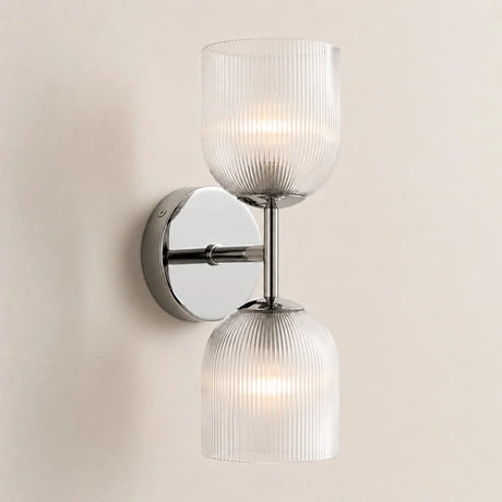 Ribbed glass bathroom vanity sconce detail view 25 showing finish and construction