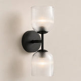 Ribbed glass bathroom vanity sconce detail view 26 showing finish and construction