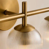 Ribbed glass bathroom vanity sconce detail view 28 showing finish and construction