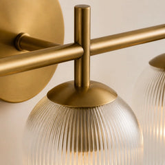 Ribbed glass bathroom vanity sconce detail view 28 showing finish and construction