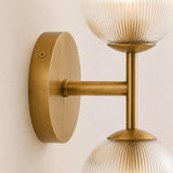 Ribbed glass bathroom vanity sconce detail view 29 showing finish and construction