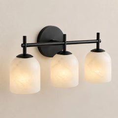 Ribbed glass bathroom vanity sconce detail view 37 showing finish and construction