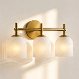 Ribbed glass bathroom vanity sconce detail view 40 showing finish and construction