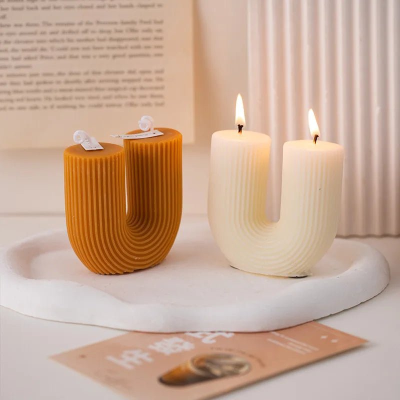 Ribbed Soy Wax Scented Candle Set - Enhance Decor with Aroma - Hurbane Home