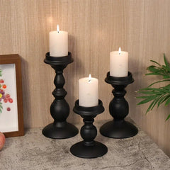 Rod Iron Candle Holder Set - Elegant Black Metal Candle Sticks for Home Décor - Metal Candle Holders - Hurbane Home