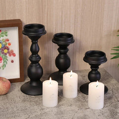 Rod Iron Candle Holder Set - Elegant Black Metal Candle Sticks for Home Décor - Metal Candle Holders - Hurbane Home
