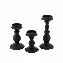 Rod Iron Candle Holder Set - Elegant Black Metal Candle Sticks for Home Décor - Metal Candle Holders - Hurbane Home