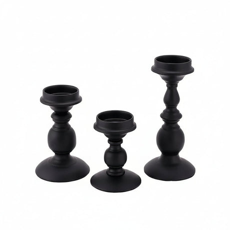 Rod Iron Candle Holder Set - Elegant Black Metal Candle Sticks for Home Décor - Metal Candle Holders - Hurbane Home
