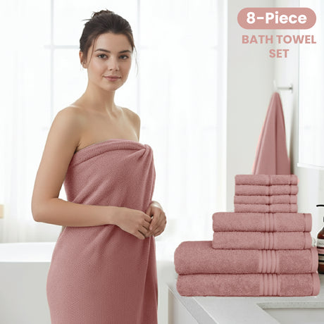 8-Piece Luxury Cotton Towel Set – Soft & Quick-Dry Bath Towels