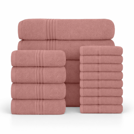 16 Piece  Cotton Bath Towel Set - Plush, Absorbent, Quick-Drying Luxury