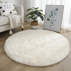 Round Area Rug – Ultra - Soft Plush Fluffy Shag Carpet for Bedroom - Hurbane Home
