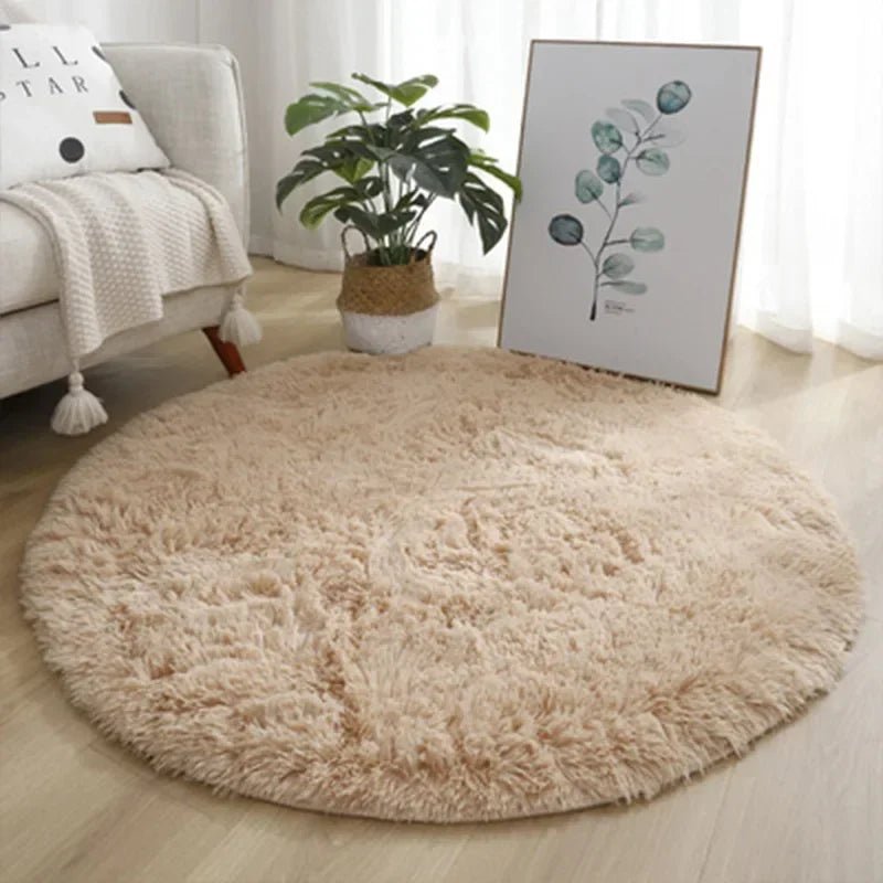 Round Area Rug – Ultra - Soft Plush Fluffy Shag Carpet for Bedroom - Hurbane Home