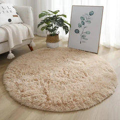 Round Area Rug – Ultra - Soft Plush Fluffy Shag Carpet for Bedroom - Hurbane Home