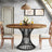 Round Dining Room Table for 6 – Farmhouse Wood Top with Metal Base - Hurbane Home