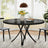 Round Dining Room Table for 6 – Farmhouse Wood Top with Metal Base - Hurbane Home