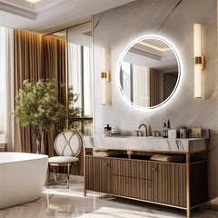 Round LED Bathroom Mirror – Anti - Fog Touch Dimmable Backlit Design - Hurbane Home