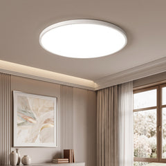 Slim round LED flush mount ceiling light in white