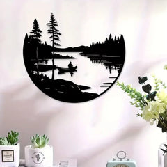 Round Metal Wall Art - Black Modern Minimalist Decor for Home and Office - black metal wall art - Hurbane Home