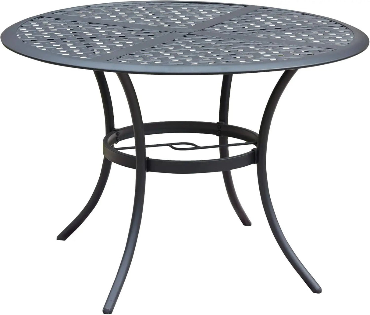 Round Outdoor Table - Wrought Iron Bistro Patio Dining With Umbrella Hole - Round Outdoor Table - Hurbane Home