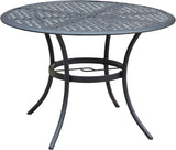 Round Outdoor Table - Wrought Iron Bistro Patio Dining With Umbrella Hole - Round Outdoor Table - Hurbane Home
