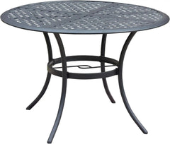 Round Outdoor Table - Wrought Iron Bistro Patio Dining With Umbrella Hole - Round Outdoor Table - Hurbane Home