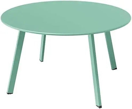 Round Patio Coffee Table - Powder Coated Steel Outdoor Accent Table - Round Outdoor Table - Hurbane Home