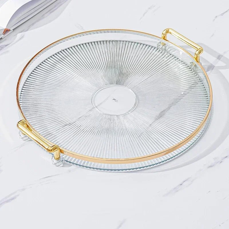Round Trays for Coffee Tables – Acrylic Decorative Organizer Serving Plate - Hurbane Home