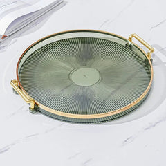 Round Trays for Coffee Tables – Acrylic Decorative Organizer Serving Plate - Hurbane Home