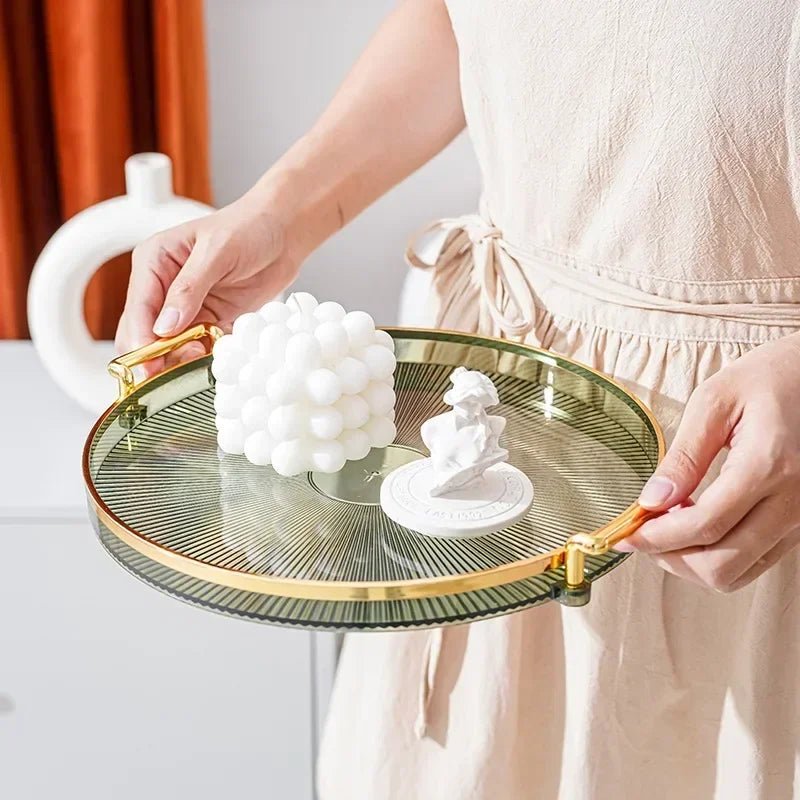 Round Trays for Coffee Tables – Acrylic Decorative Organizer Serving Plate - Hurbane Home