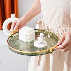 Round Trays for Coffee Tables – Acrylic Decorative Organizer Serving Plate - Hurbane Home