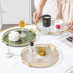 Round Trays for Coffee Tables – Acrylic Decorative Organizer Serving Plate - Hurbane Home