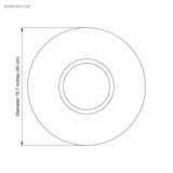 Line drawing of the disc sconce with a 15.7 in diameter label