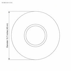 Line drawing of the disc sconce with a 15.7 in diameter label