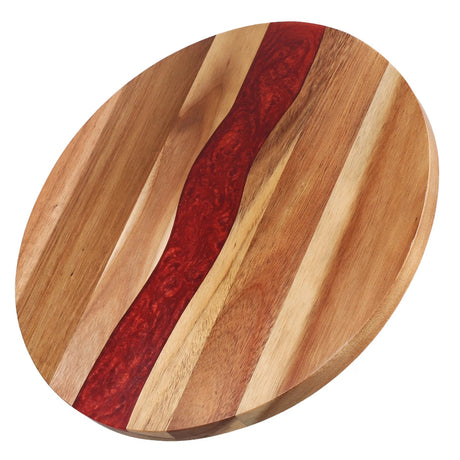 Round Wood Cutting Board – Resin Reinforced Hardwood Kitchen Block - Wood Cutting Boards - Hurbane Home