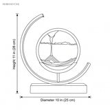 Line drawing showing sand art lamp diameter 10 inch x height 11 inch