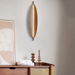 Scandinavian bedroom lamp installed above nightstand