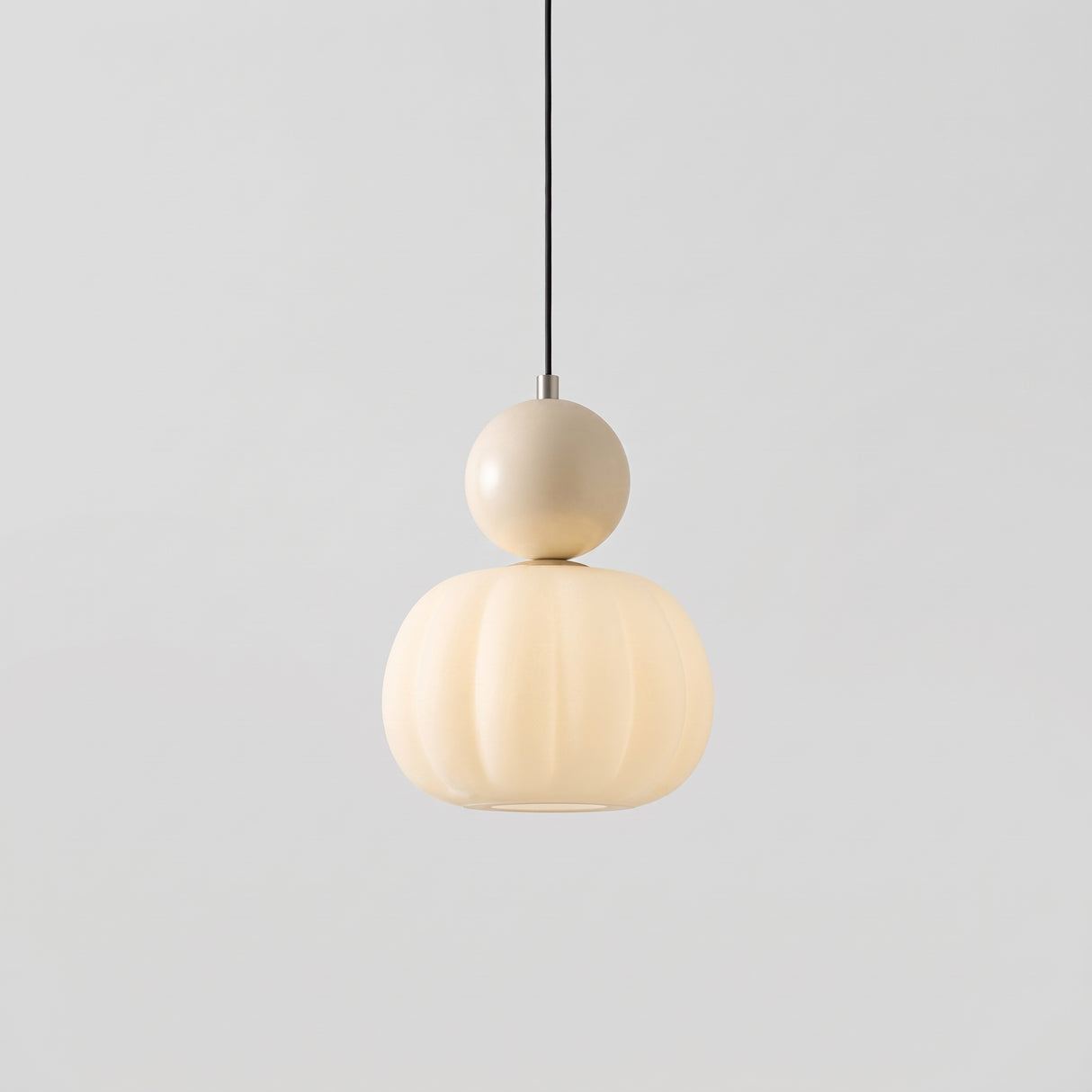 Cream ribbed art deco glass pendant light