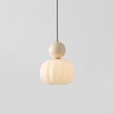 Cream ribbed art deco glass pendant light