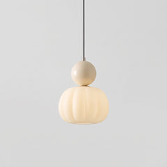 Cream ribbed art deco glass pendant light