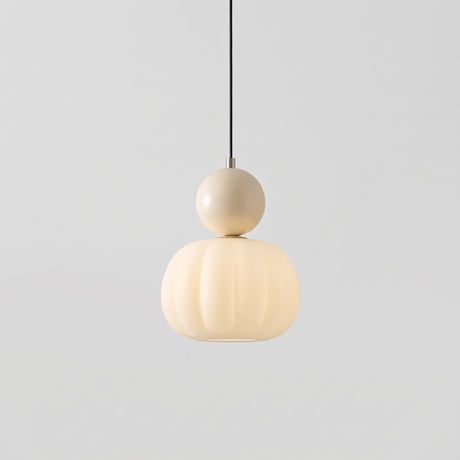 Cream ribbed art deco glass pendant light