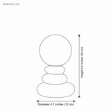 Dimension drawing of the lamp at 9.4 inches high and 4.7 inches in diameter