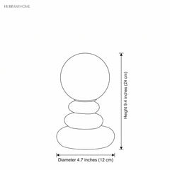 Dimension drawing of the lamp at 9.4 inches high and 4.7 inches in diameter