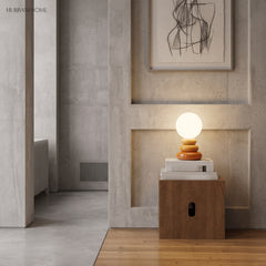 Sculptural stacked ceramic table lamp alternative angle view 1