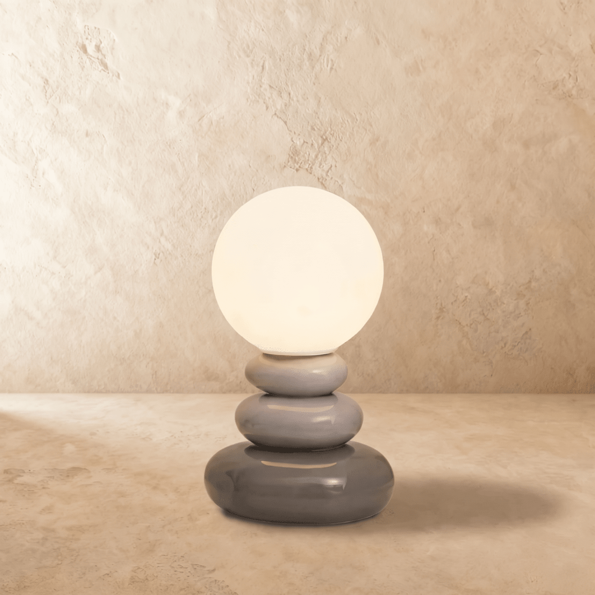 Sculptural stacked ceramic table lamp supplementary product view 5
