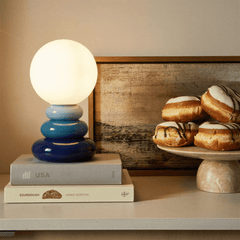 Sculptural stacked ceramic table lamp alternative angle view 7