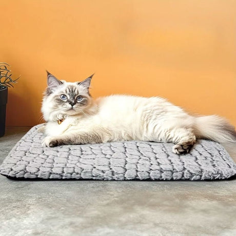 Self Warming Cat Bed - Faux Fur Non Slip Washable Pet Mat - Heated Pet Bed - Hurbane Home