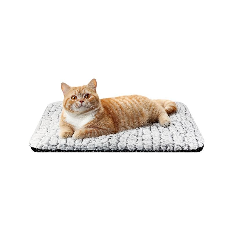 Self Warming Cat Bed - Faux Fur Non Slip Washable Pet Mat - Heated Pet Bed - Hurbane Home