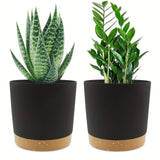 Self Watering Planter – 2 - Pack Round Plastic Pots with Removable Base - Hurbane Home