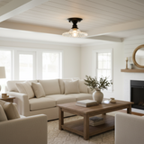 Scalloped Ribbed Glass Semi Flush Mount Ceiling Light for Hallways