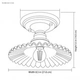 Line drawing of the ceiling light, width 8.5 in and height 5.5 in